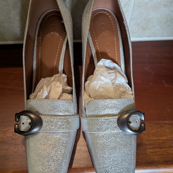 Coach Silver Square Toe Heels - Picture 1 of 4